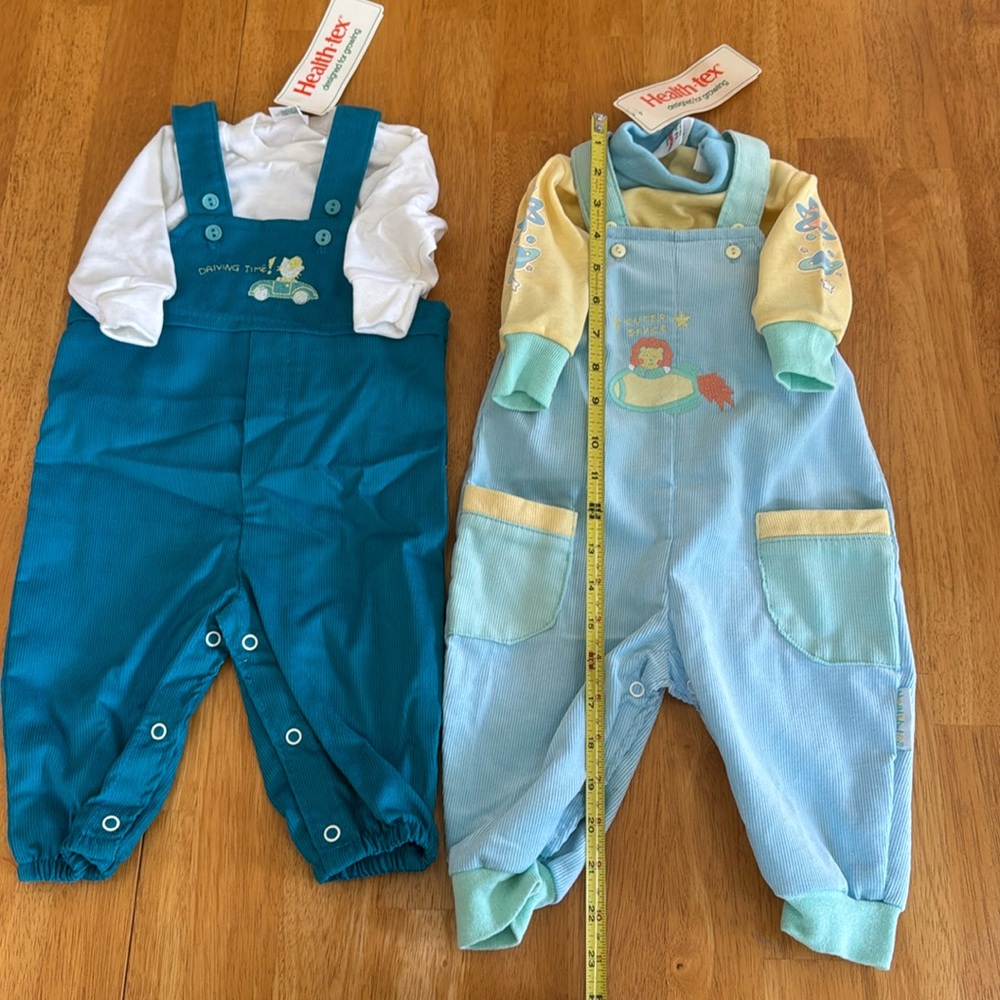 NWT 2 Baby Sets Overall Onesie Made in USA Embroidery Photos Mom Grandma 6/9 Mon - Picture 7 of 14
